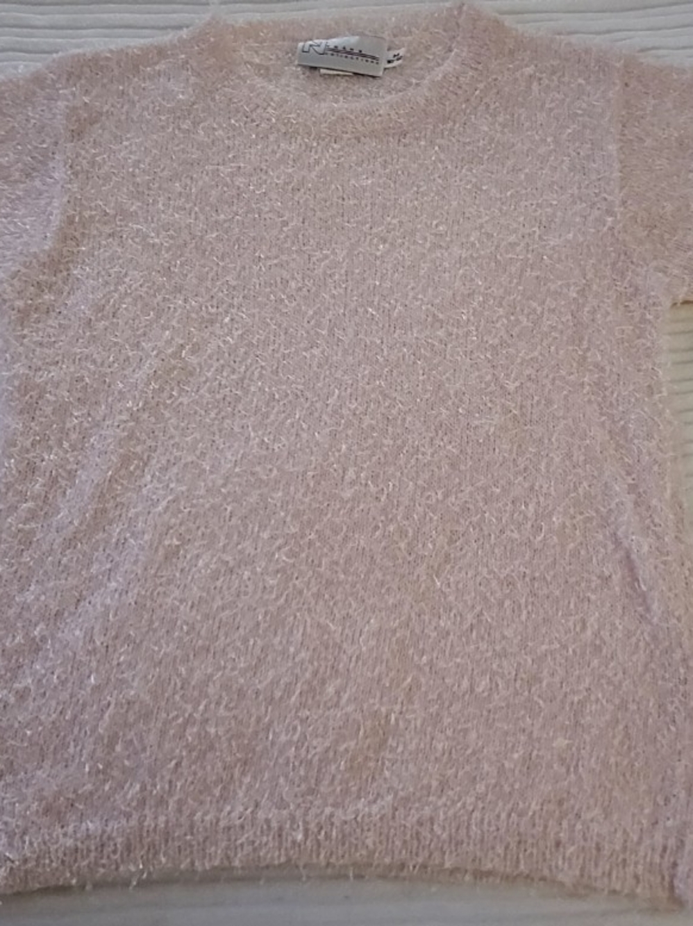 Pale Pink Fuzzy Knit Sweater